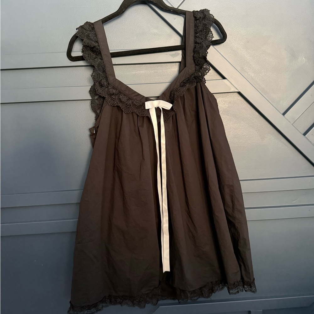 Lace Trim Black Babydoll Dress
